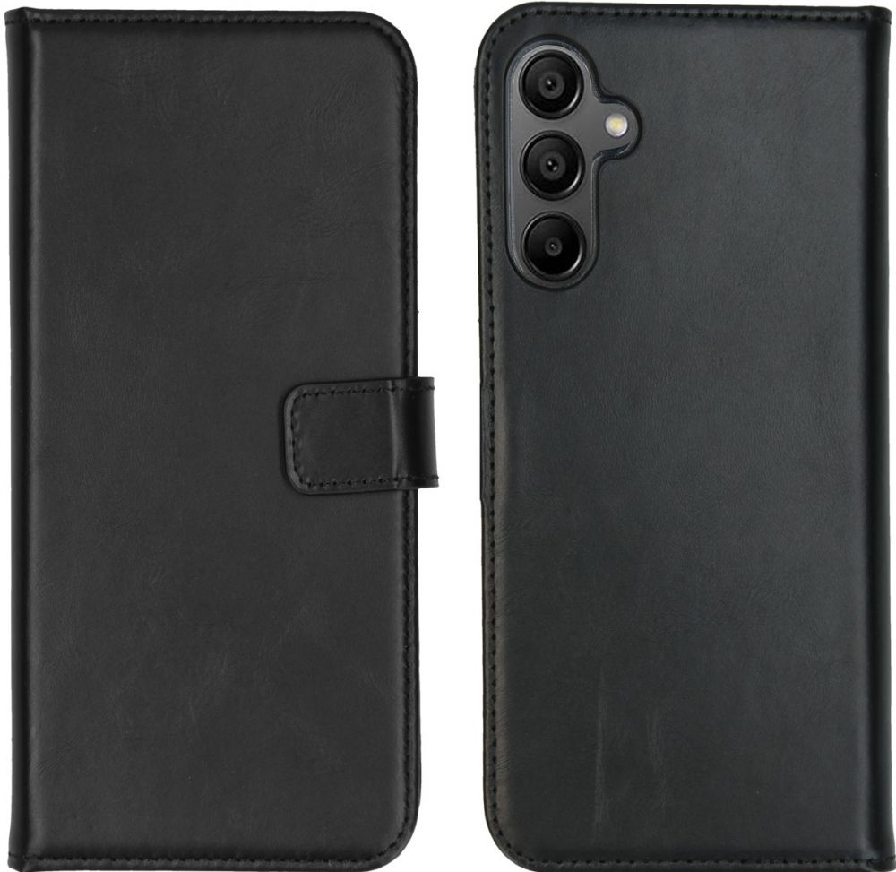 Selencia Echt Lederen Bookcase Samsung Galaxy A15 (5G/4G) - Zwart