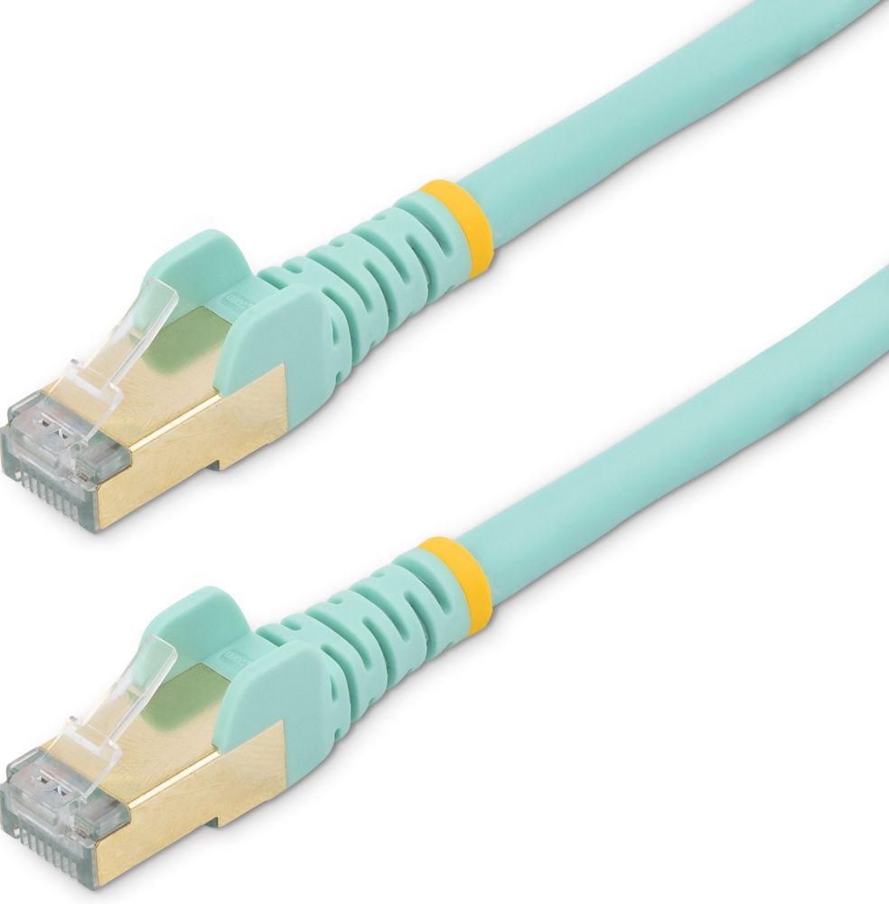 StarTech.com 3m CAT6A Ethernet Cable, 10 Gigabit Shielded Snagless RJ45 100W PoE Patch Cord, CAT 6A 10GbE STP Network Cable wStrain Relief, Aqua,
