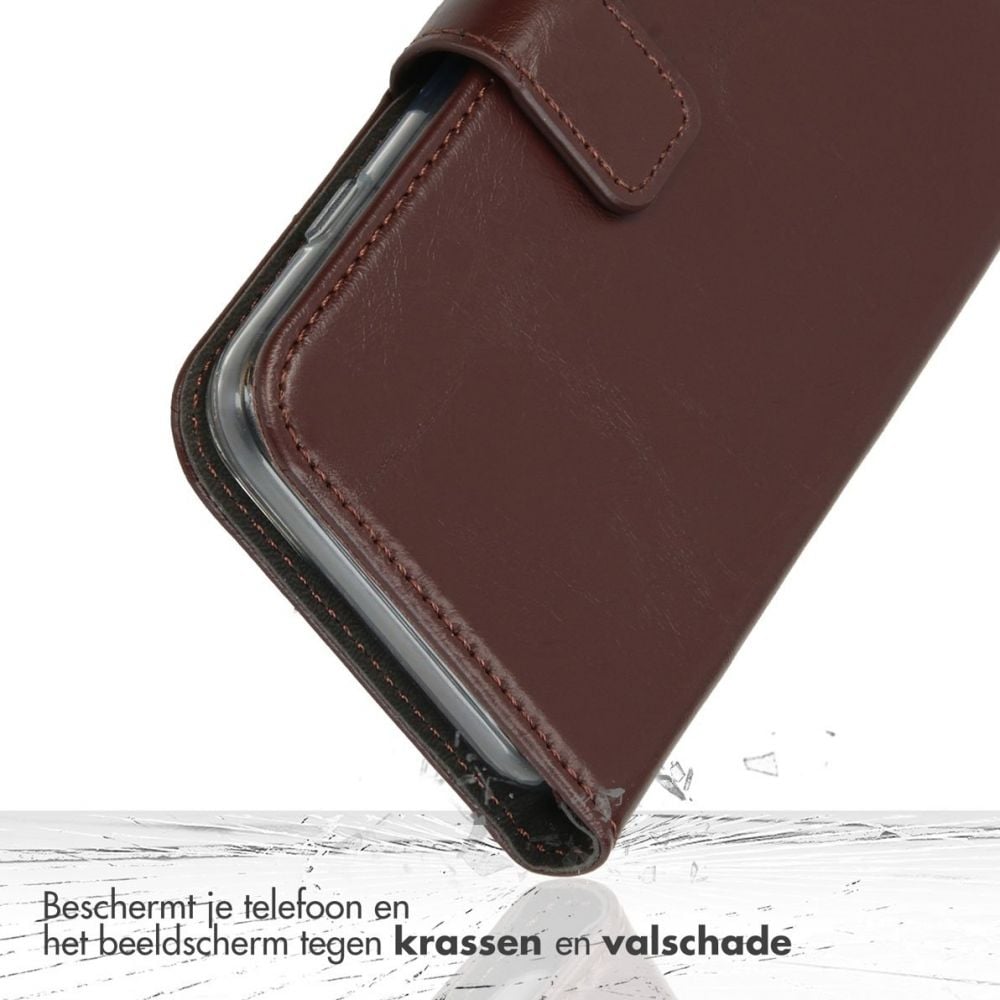 Selencia Echt Lederen Bookcase iPhone SE 4 - Bruin