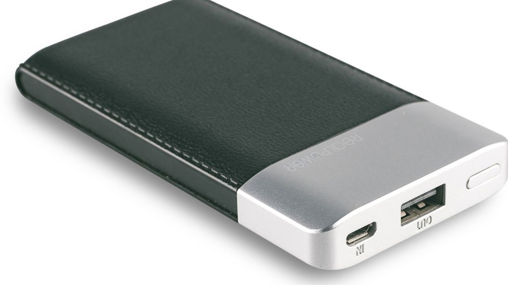 Powerbank RealPower PB-4000 Fashion zwart (lederoptik)
