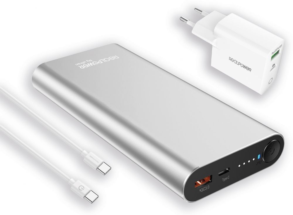 Powerbank RealPower PB-20000 PD Pro + 65 Watt USB C Charge