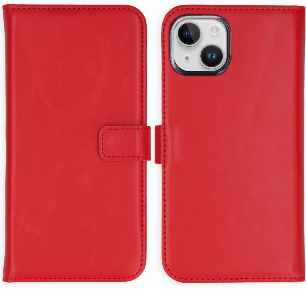 Selencia Echt Lederen Bookcase iPhone 15 - Rood