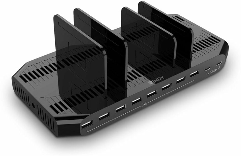 LINDY 120W 10 Port USB-Laadstation voor 10 Tablets/Smartphone