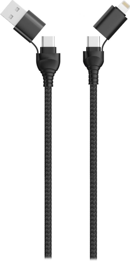 2GO USB / Type C Datenkabel 4in1 schwarz 120cm