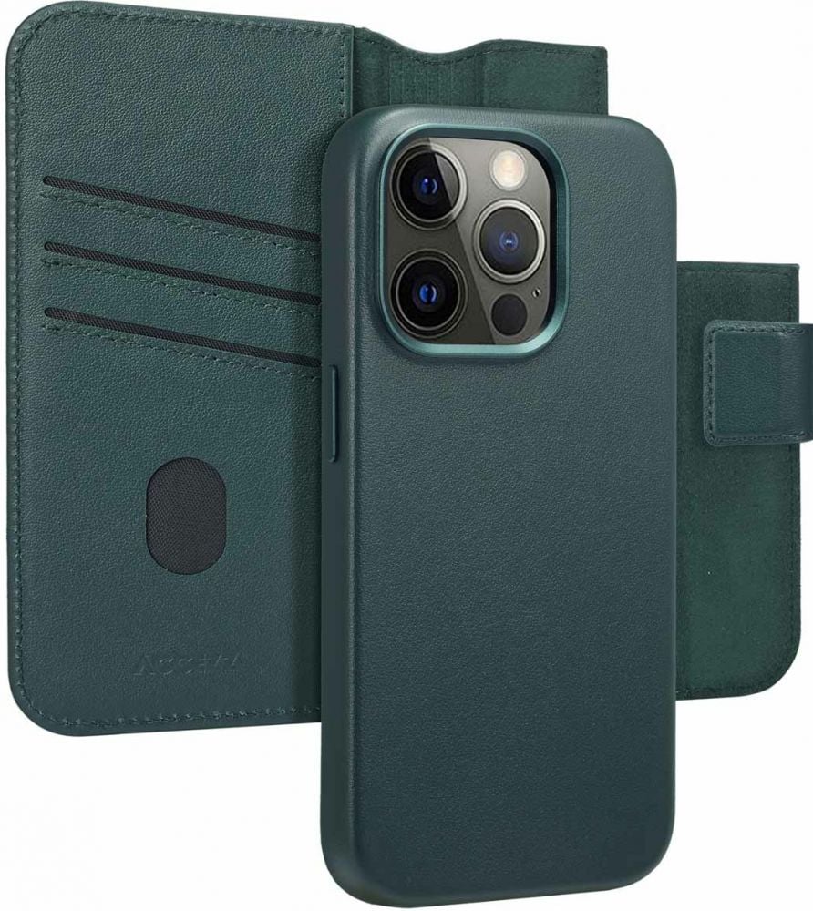 Accezz Leather Bookcase 2-in-1 met MagSafe iPhone 15 Pro - Cedar Green