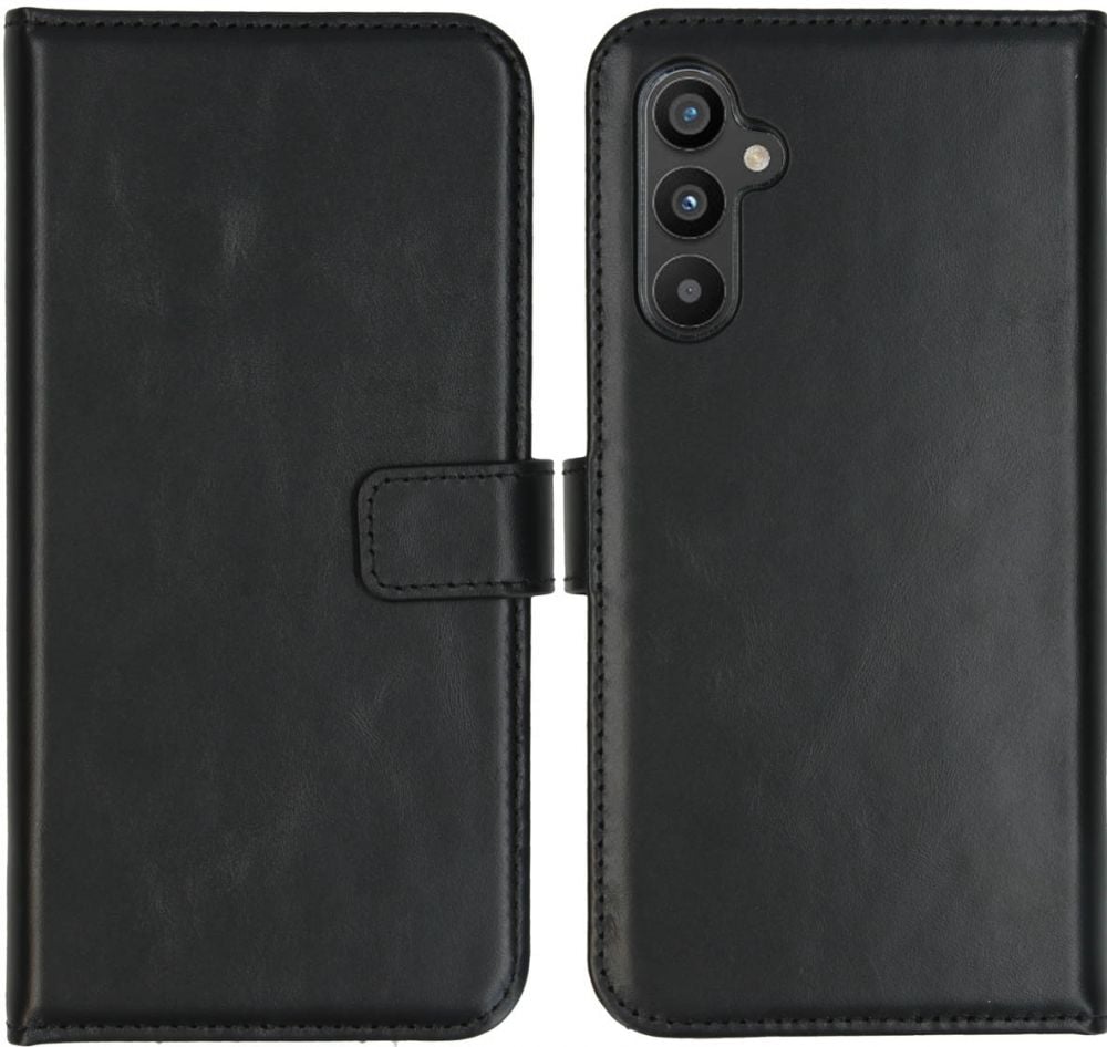 Selencia Echt Lederen Bookcase Samsung Galaxy A34 (5G) - Zwart
