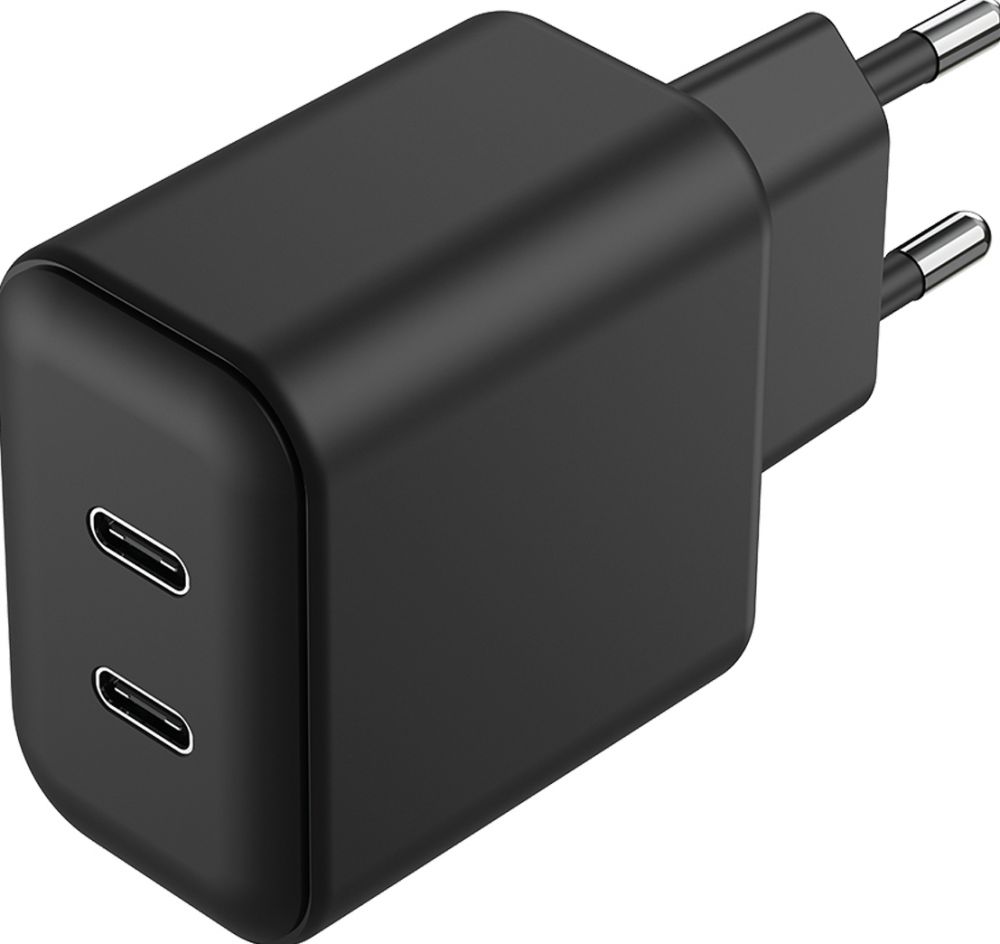 2GO Netz-Lader 100V-240V 2x USB Type C 3000mA zwart
