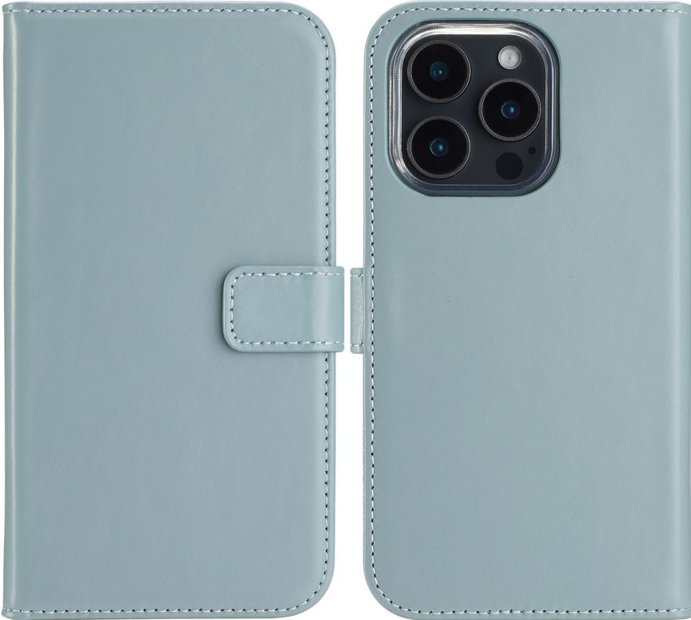 Selencia Echt Lederen Bookcase iPhone 16 Pro - Air Blue