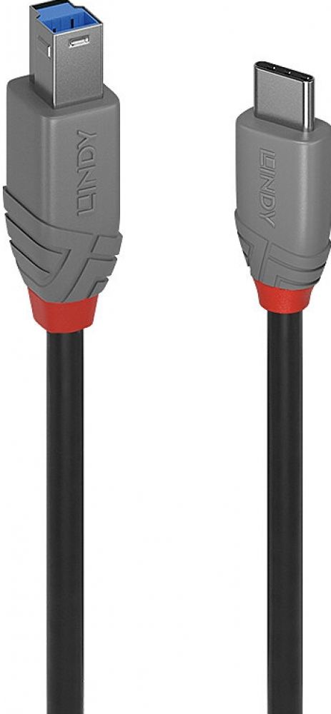 Lindy 2m USB 3.2 Type C an B Kabel, Anthra Line