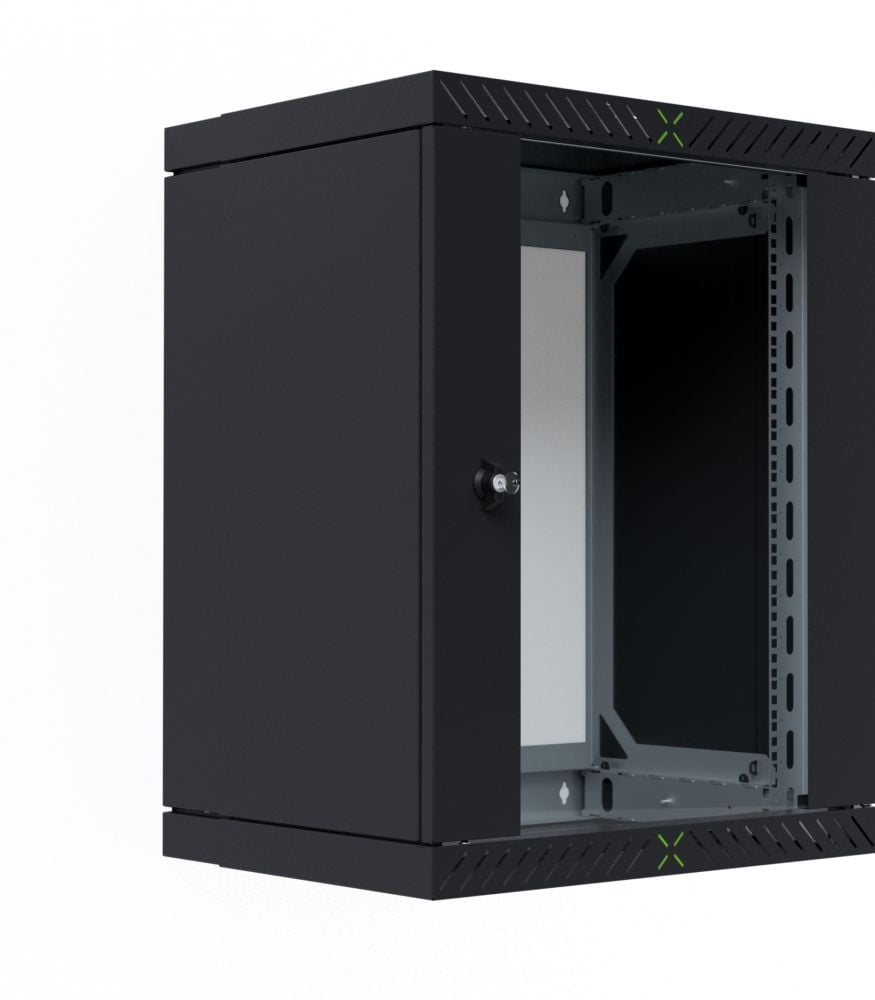 EFB 19" gehäuse X-Rack mit Glastür 400-600mm 15HE schwarz