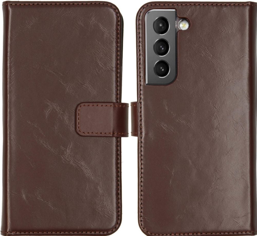 Selencia Echt Lederen Bookcase Samsung Galaxy S22 - Bruin