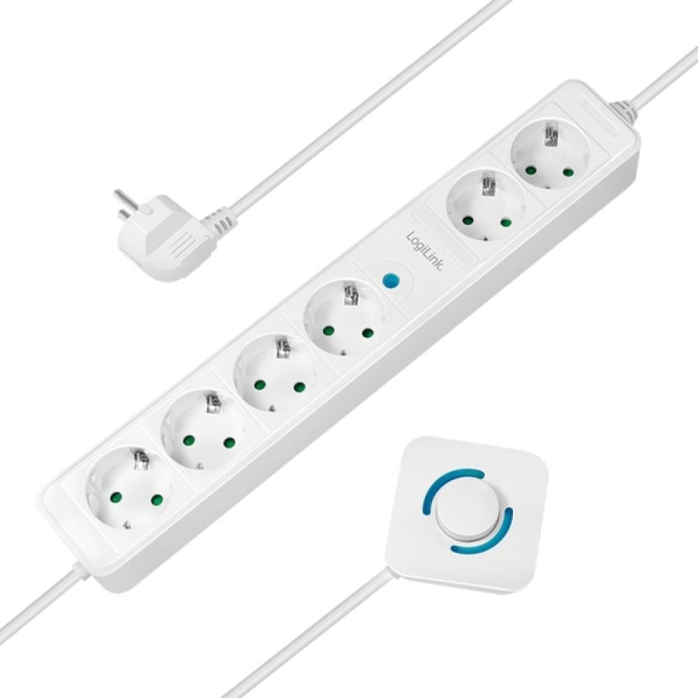 LogiLink Steckdosenleiste 6-fach,6xCEE 7/3,m.Fußschalter,1,5