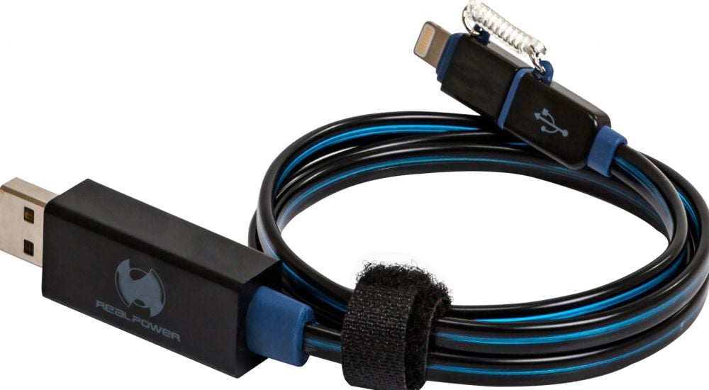 RealPower Floating lightning/micro USB Cable blue