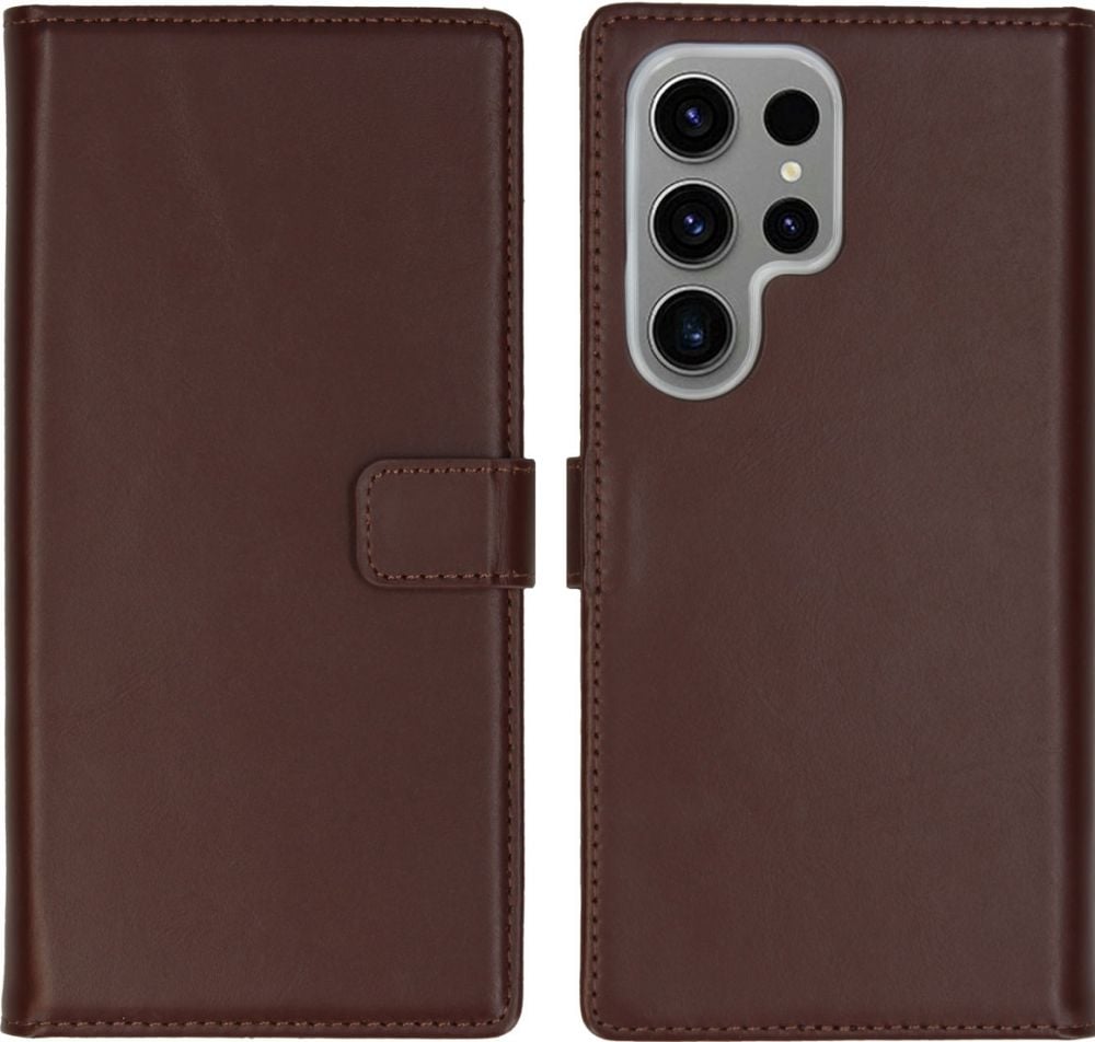 Selencia Echt Lederen Bookcase Samsung Galaxy S24 Ultra - Bruin