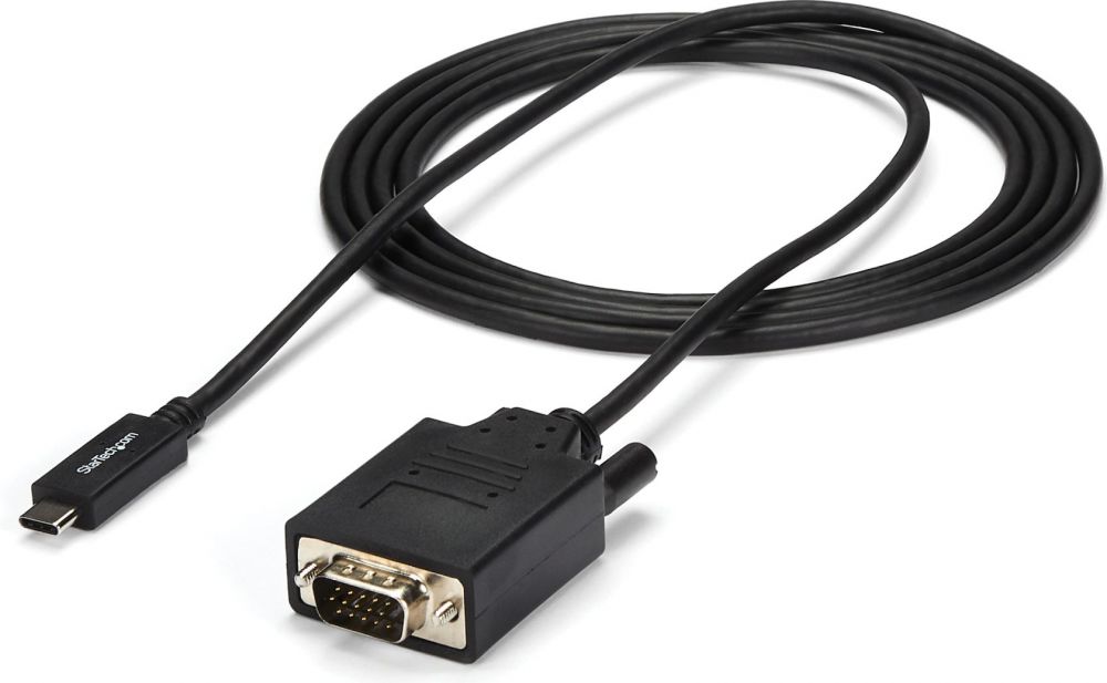 StarTech.com 6ft (2m) USB C to VGA Cable, 1920x12001080p USB Type C to VGA Video Active Adapter Cable, Thunderbolt 3 Compatible, Laptop to VGA