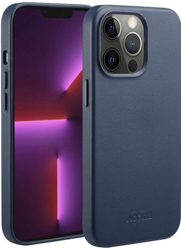 Accezz MagSafe Leather Backcover iPhone 13 Pro - Nightfall Blue