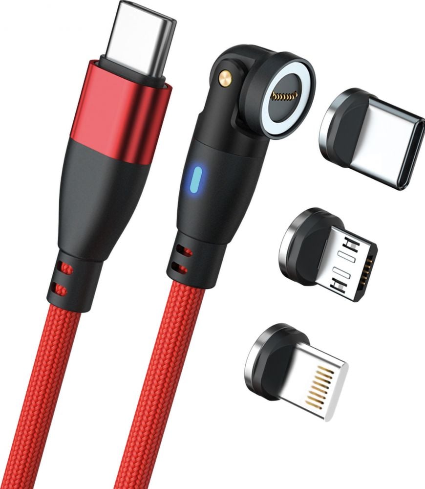 RealPower Magnetic cable 100 Watt,1m,rood met adapters