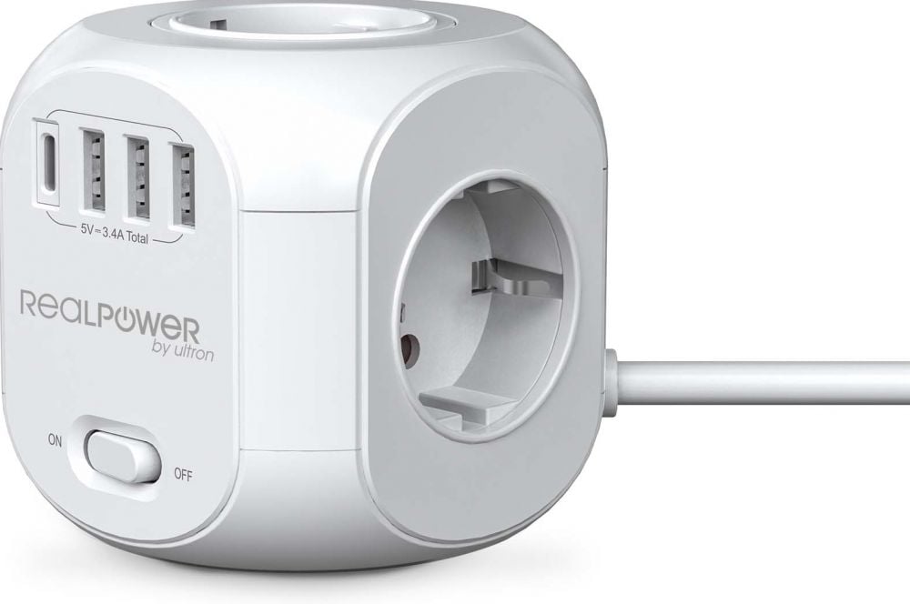 RealPower PowerBox 431 Steckdosenwürfel mit USB und USB C