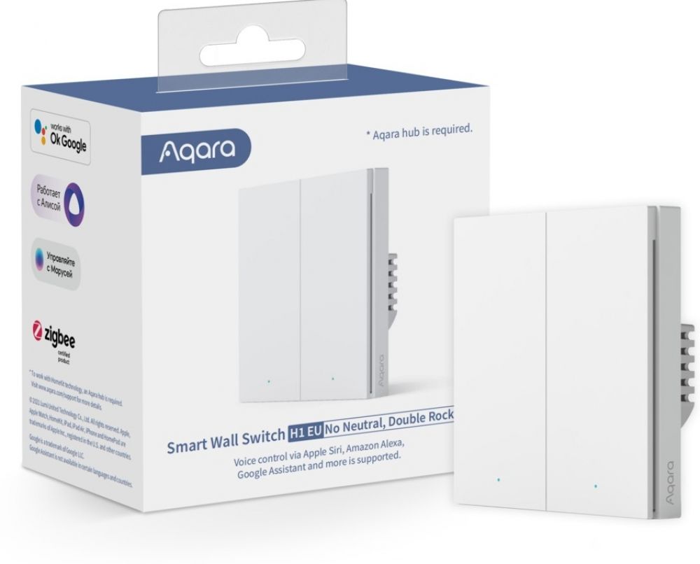 Aqara Smart Wall Switch H1 EU (No Neutral, Double Rocker) - Schakelaar