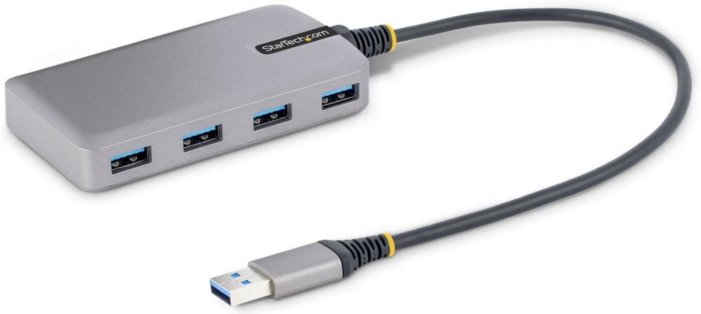 StarTech.com 4-Port USB Hub, USB 3.0 5Gbps, Bus Powered, USB-A to 4x USB-A Hub with Optional Auxiliary Power Input, Portable DesktopLaptop USB Hub