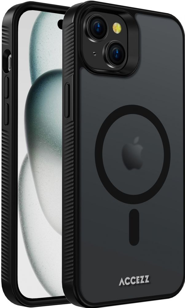 Accezz Rugged Frosted Backcover met MagSafe iPhone 15 Plus - Zwart