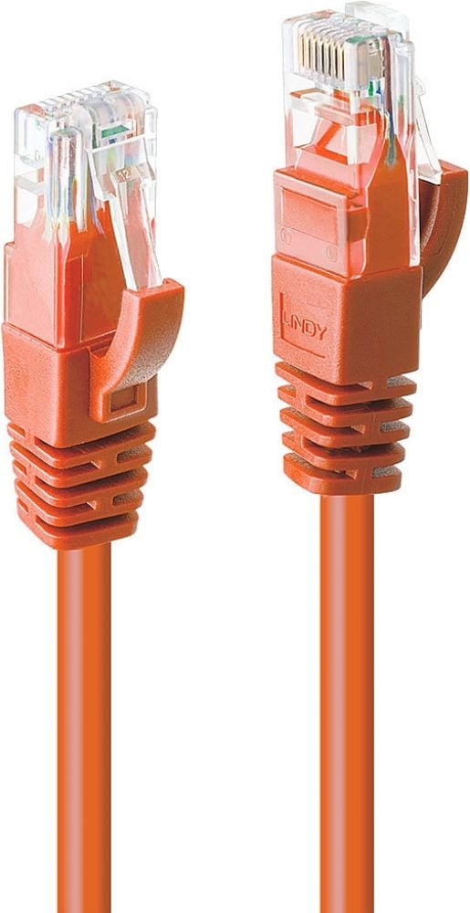 LINDY 0.5m CAT6 U/UTP Snagless Gigabit Network Cable. Orange