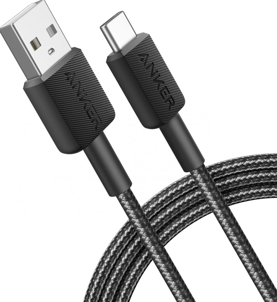 322 USB-A to USB-C Cable Nylon 1.8M Black