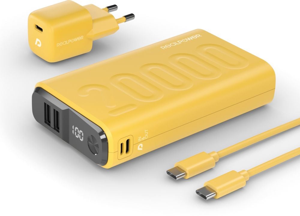 Powerbank RealPower PB-20000 Power Pack Gelb
