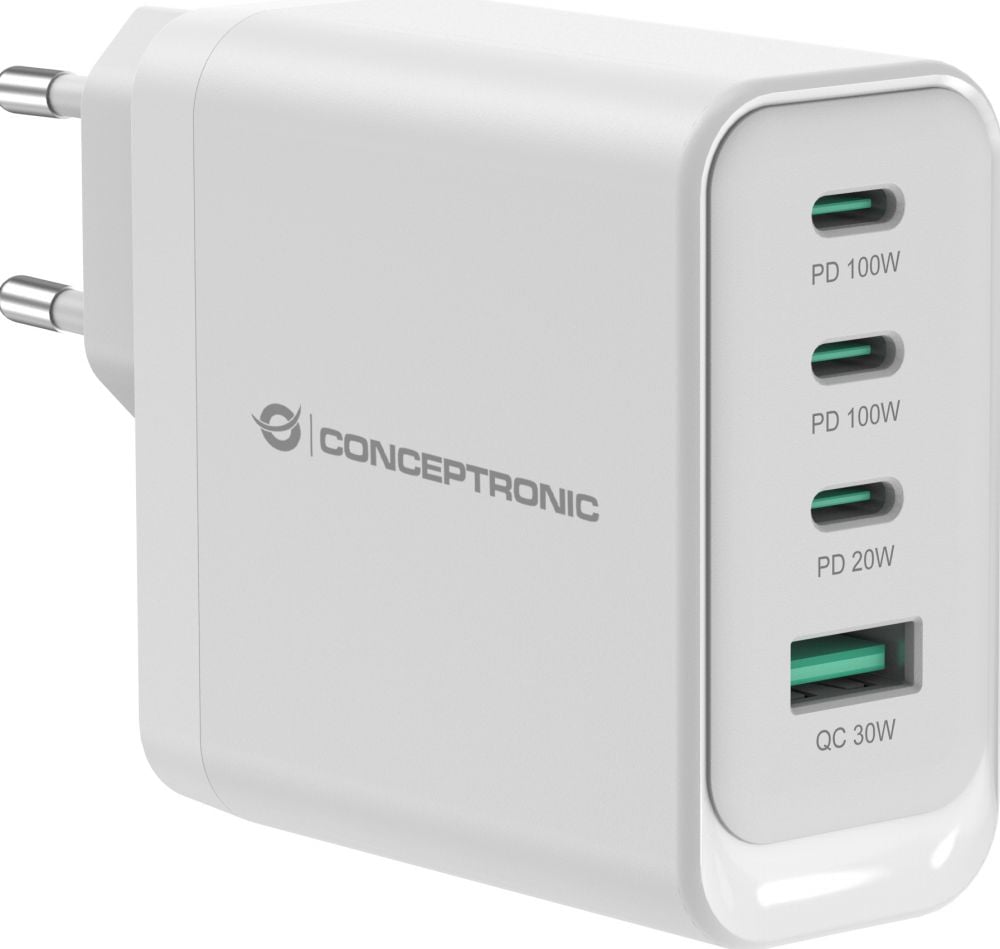 CONCEPTRONIC Lader 4Port 100W,3xUSB-C,1xUSB-A weiß