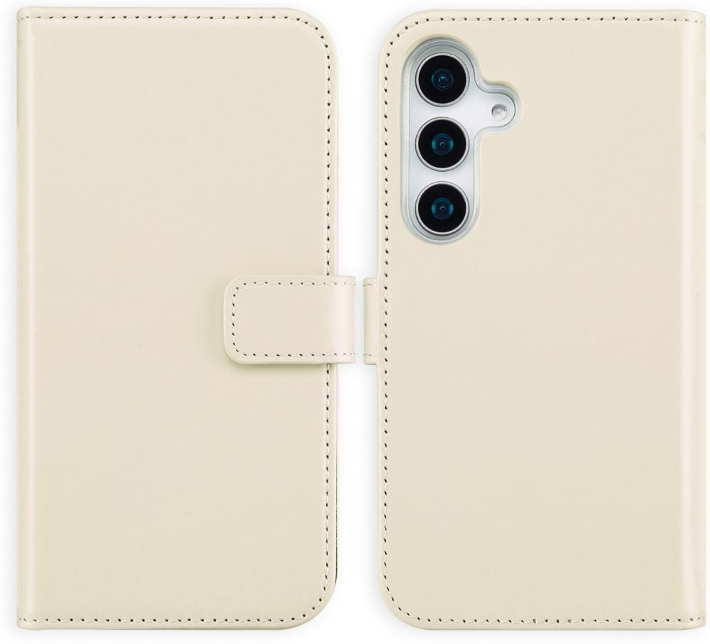 Selencia Echt Lederen Bookcase Samsung Galaxy S25 - Greige