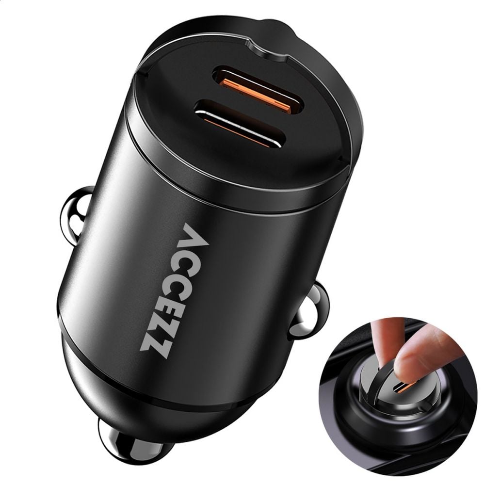 <div>Met de Accezz autolader laad je onderweg razendsnel je apparaten op. Dankzij de dubbele USB-C poorten en Power Delivery 3.0 technologie kun je