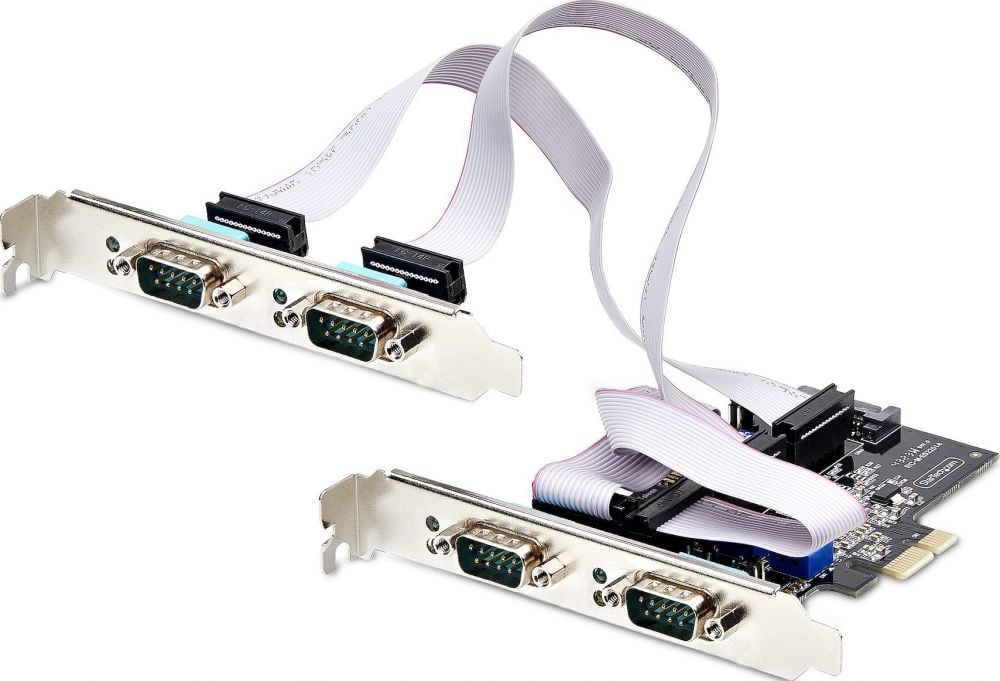 StarTech.com 4-Port Serial PCIe Card, Quad-Port PCI Express to RS232RS422RS485 (DB9) Serial Card, Low-Profile Bracket Incl., 16C1050 UART,