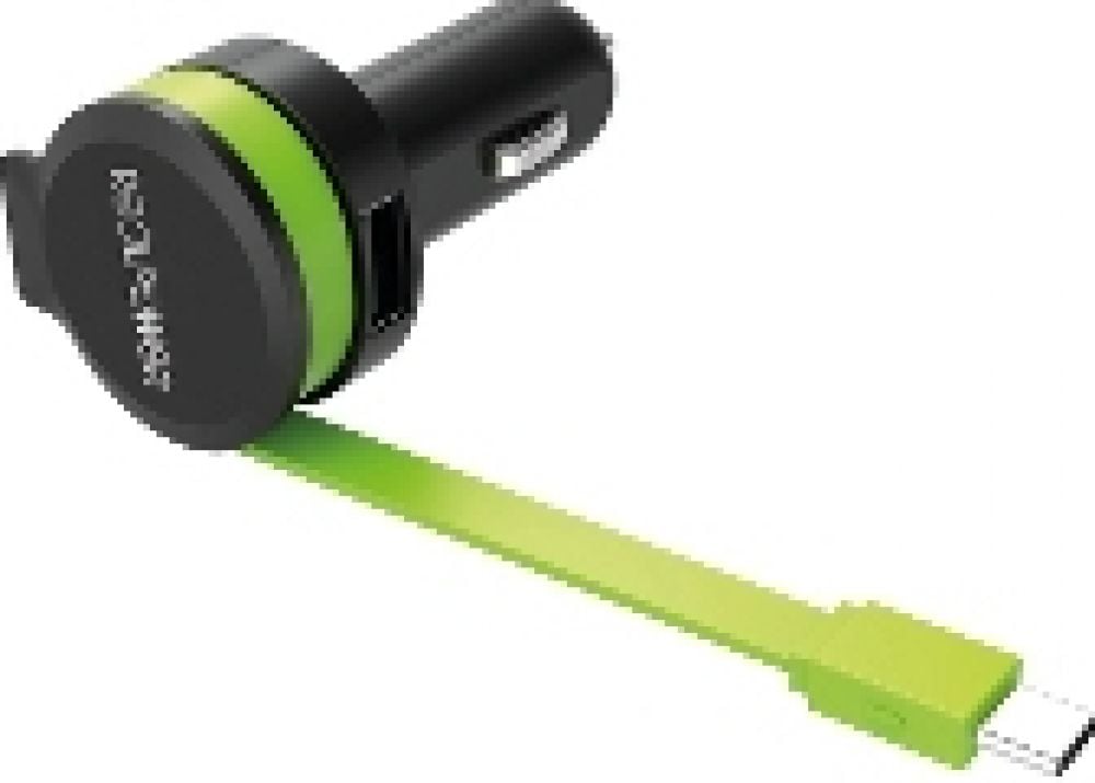 RealPower Car Charger C - integrated USB-C Cable + 1x USB