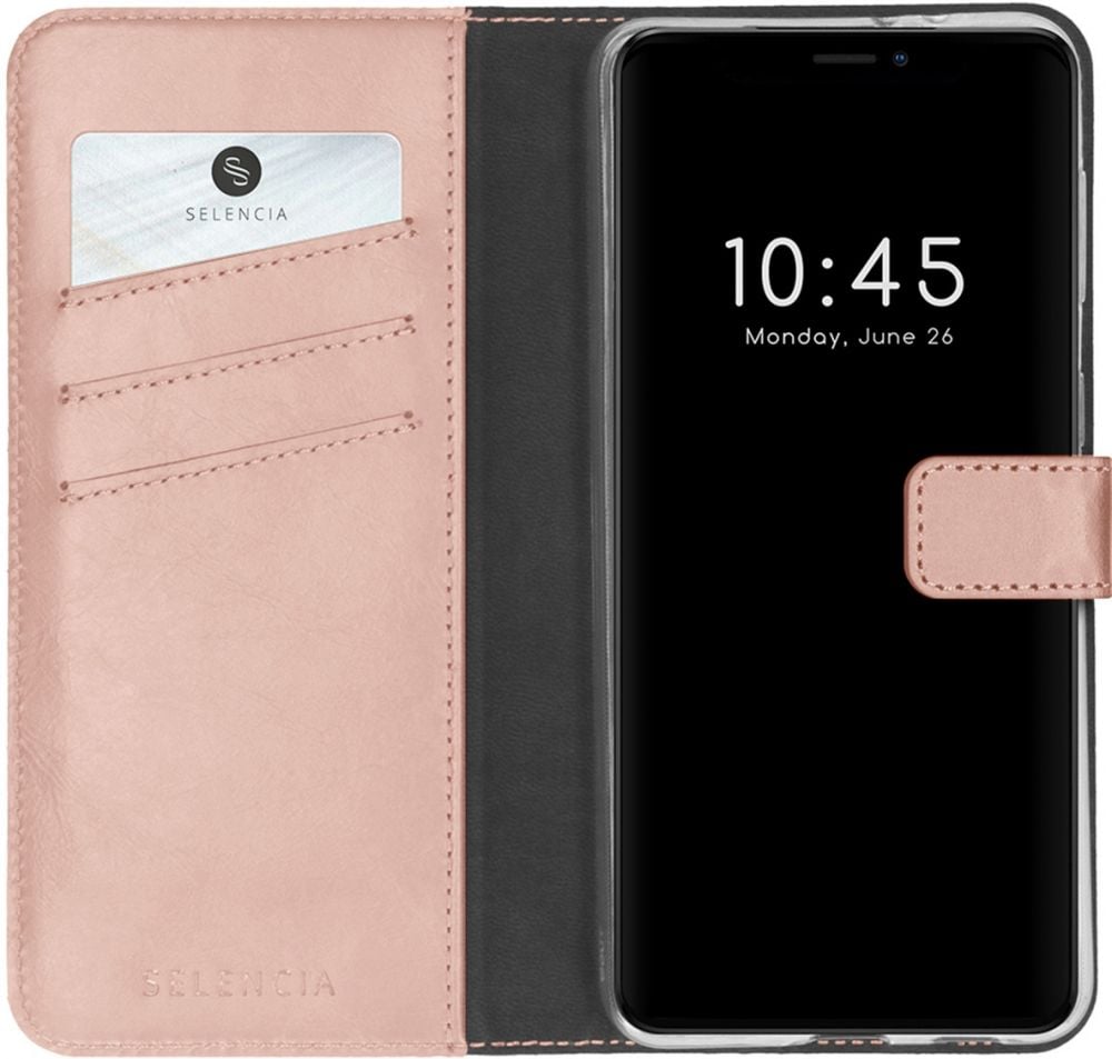 Selencia Echt Lederen Bookcase iPhone 13 Pro - Roze