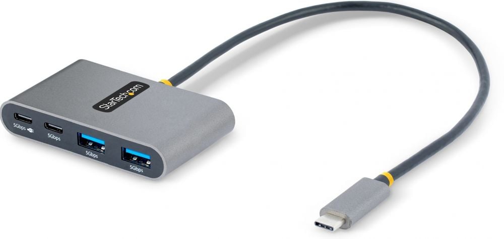 StarTech.com 4-Port USB-C Hub with 100W Power Delivery Pass-Through Charging, 2x USB-A + 2x USB-C, 5Gbps, USBC Hub w 1ft (30cm) Long Cable, Portable