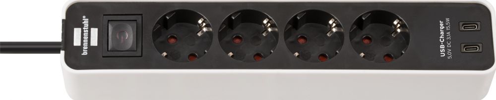 BRENNENSTUHL stekkerdoos stekker omlijsting Ecolor 4 wegs USB C 15,5 ws/zwart.