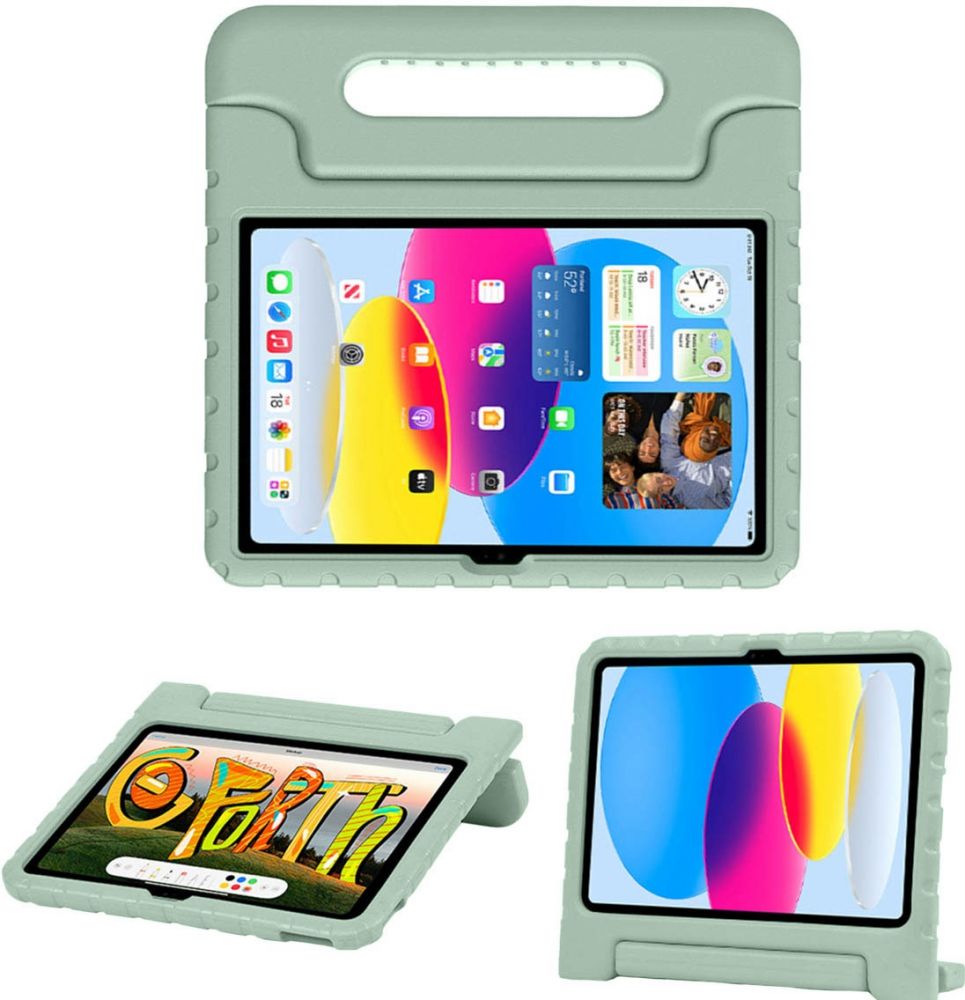 Accezz Kidsproof Backcover met handvat iPad 10 (2022) 10.9 inch - Olijfgroen