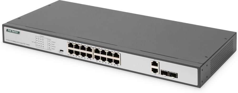 ZUB Digitus fast Ethernet PoE 16-port + 2 Combo unmanaged 250W