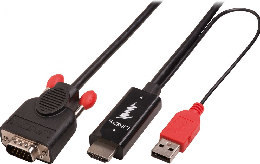 Lindy HDMI A to VGA Adapter Cable. Black. 2m