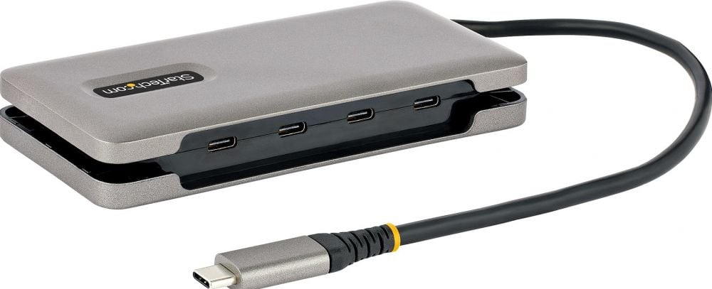 StarTech.com 4-Port USB-C Hub, 4x USB-C Ports, USB 3.1 10Gbps, Portable USB C Hub with 100W Power Delivery Pass-Through, Portable USB Type C Hub w