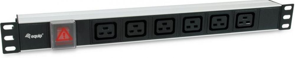 Equip stekker omlijsting 1U 6xIEC C19, Ein u. Ausschalter zwart
