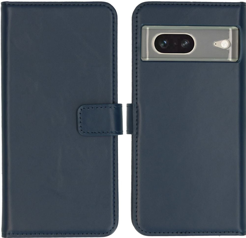 Selencia Echt Lederen Bookcase Google Pixel 7 - Blauw