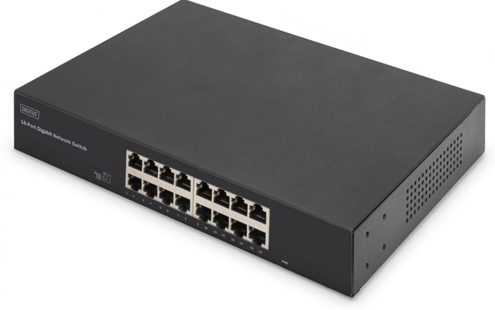 DIGITUS Switch 16-Port Gigabit, 19" unmanaged     schwarz