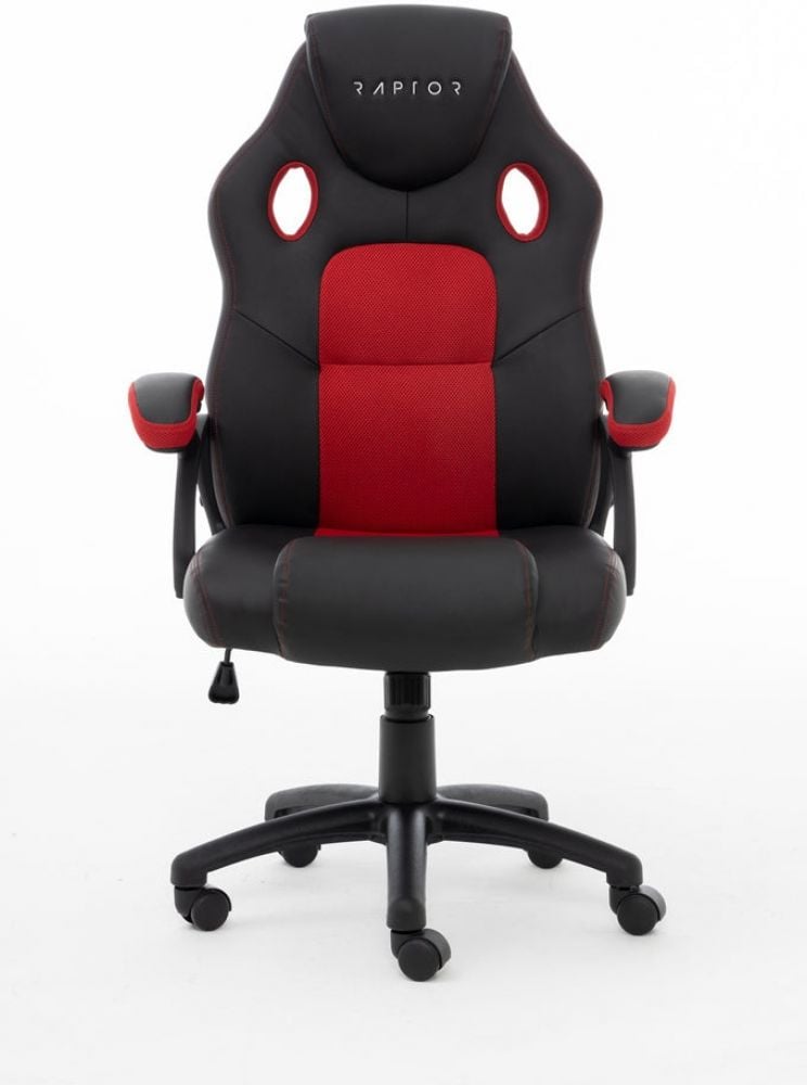 Raptor Gaming stoel GS-40 PU + Fabric zwart/rood
