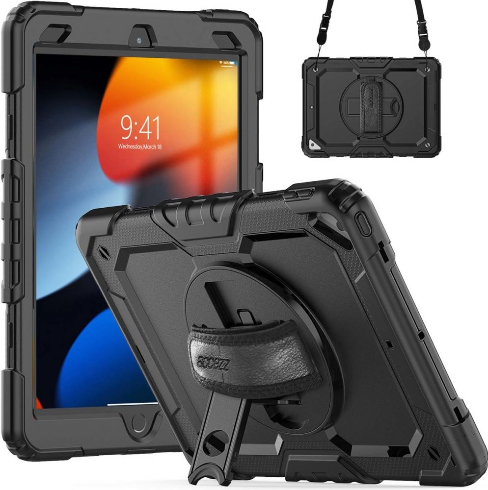 Accezz Rugged Backcover met schouderstrap iPad Air 3 (2019) / Pro 10.5 (2017) - Zwart