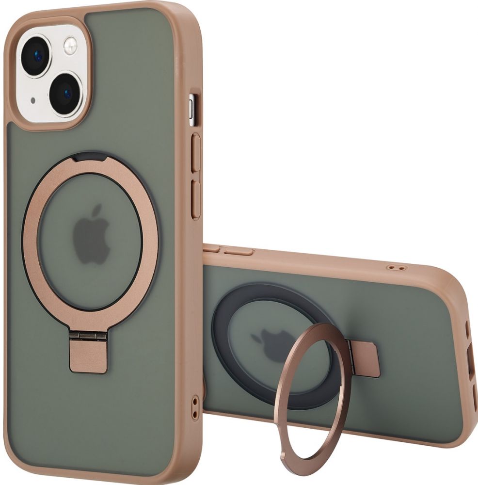 Accezz Ring Stand Backcover met MagSafe iPhone 15 - Brown