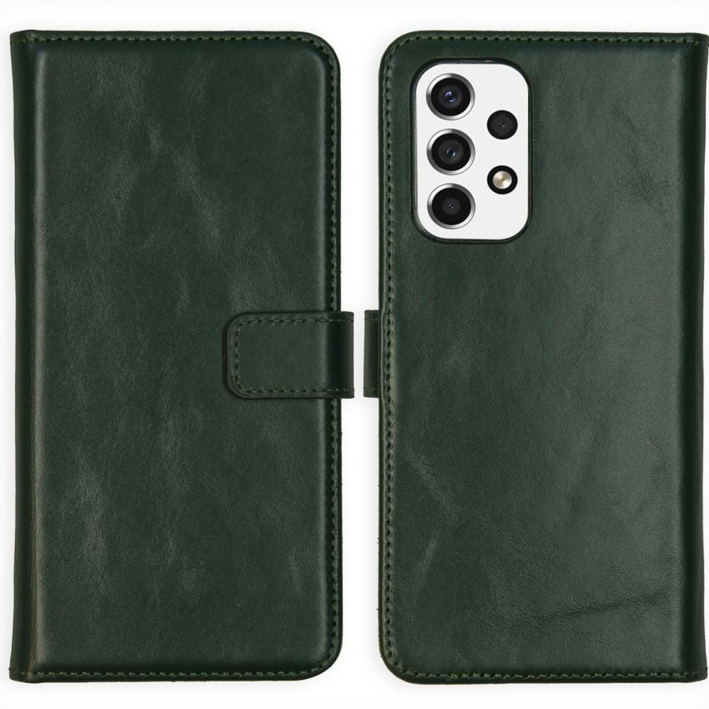 Selencia Echt Lederen Bookcase Samsung Galaxy A53 - Groen