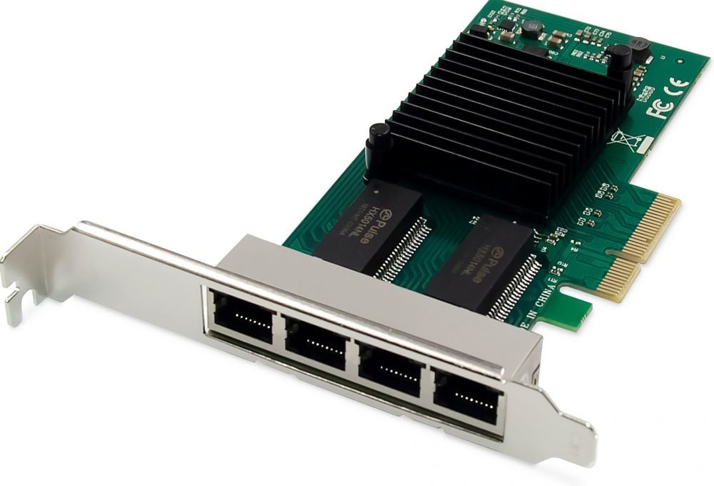 DIGITUS Netzwerkkarte 4Port RJ45 I350 4xRJ454 aansl.sse