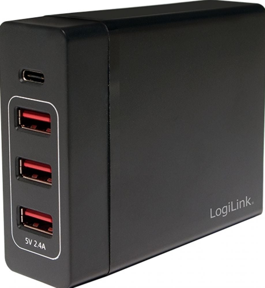 USB Tischladeadapter, LogiLink 3xUSB-A Port+1xUSB-C Port,60W