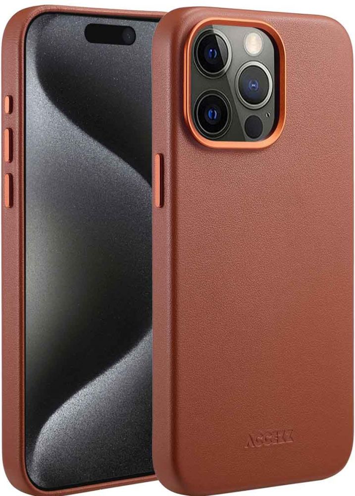 Accezz MagSafe Leather Backcover iPhone 15 Pro Max - Sienna Brown